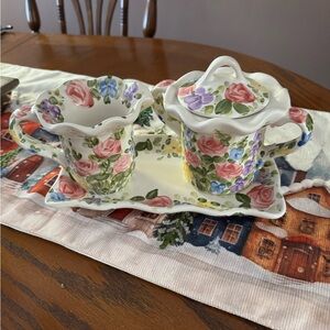 English Garden Floral Cream and Sugar Set by Tabletops Unlimited